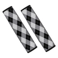 Grey And Black Argyle Pattern Print Car Seat Belt Covers