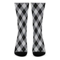 Grey And Black Argyle Pattern Print Crew Socks
