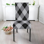 Grey And Black Argyle Pattern Print Dining Chair Slipcover