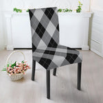 Grey And Black Argyle Pattern Print Dining Chair Slipcover