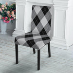 Grey And Black Argyle Pattern Print Dining Chair Slipcover