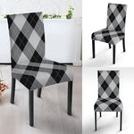 Grey And Black Argyle Pattern Print Dining Chair Slipcover