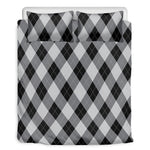 Grey And Black Argyle Pattern Print Duvet Cover Bedding Set