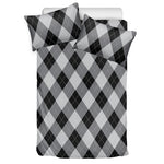 Grey And Black Argyle Pattern Print Duvet Cover Bedding Set