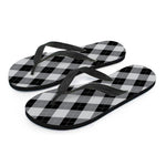 Grey And Black Argyle Pattern Print Flip Flops
