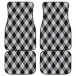 Grey And Black Argyle Pattern Print Front and Back Car Floor Mats