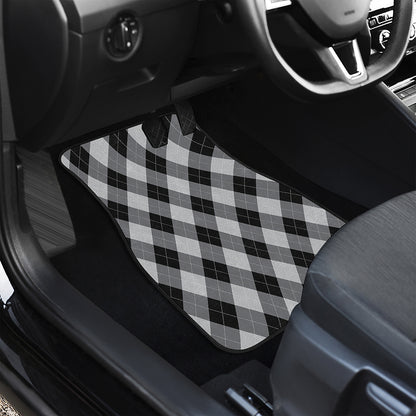 Grey And Black Argyle Pattern Print Front and Back Car Floor Mats