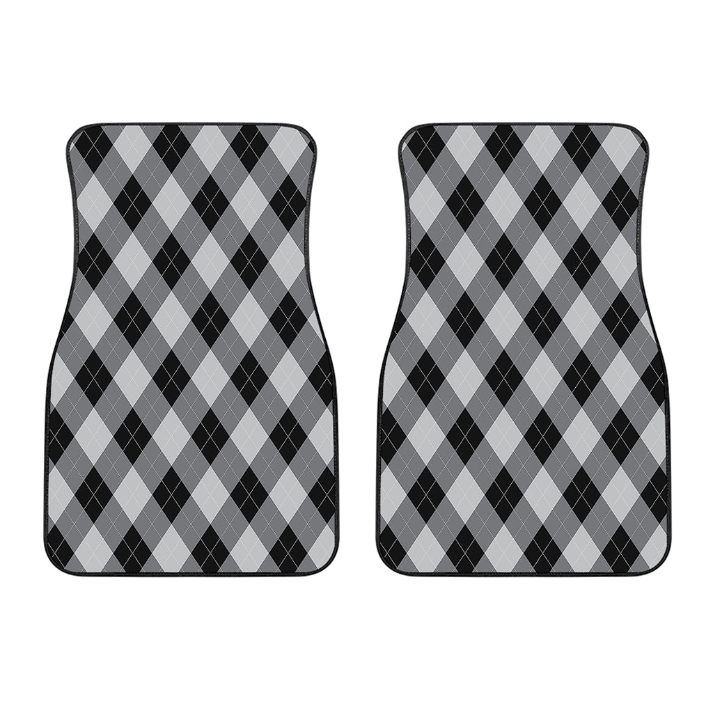 Grey And Black Argyle Pattern Print Front Car Floor Mats