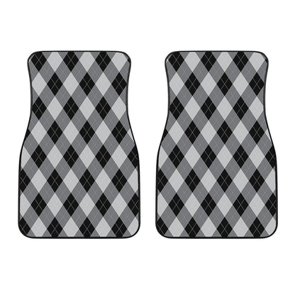 Grey And Black Argyle Pattern Print Front Car Floor Mats