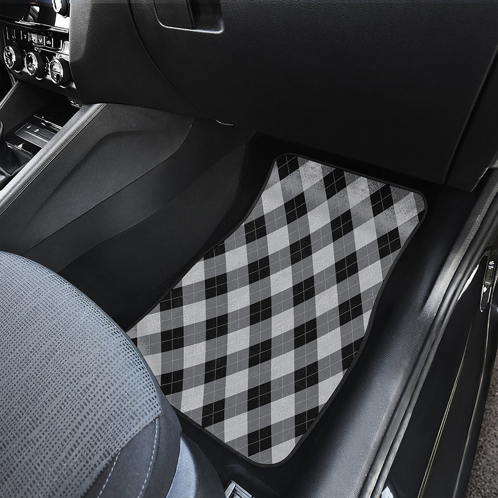 Grey And Black Argyle Pattern Print Front Car Floor Mats