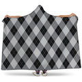 Grey And Black Argyle Pattern Print Hooded Blanket