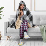 Grey And Black Argyle Pattern Print Hooded Blanket
