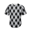 Grey And Black Argyle Pattern Print Men's Baseball Jersey
