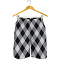 Grey And Black Argyle Pattern Print Men's Shorts