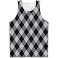 Grey And Black Argyle Pattern Print Men's Tank Top