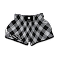 Grey And Black Argyle Pattern Print Muay Thai Boxing Shorts