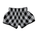 Grey And Black Argyle Pattern Print Muay Thai Boxing Shorts