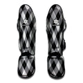 Grey And Black Argyle Pattern Print Muay Thai Shin Guards
