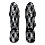 Grey And Black Argyle Pattern Print Muay Thai Shin Guard