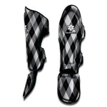 Grey And Black Argyle Pattern Print Muay Thai Shin Guard