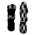 Grey And Black Argyle Pattern Print Muay Thai Shin Guard
