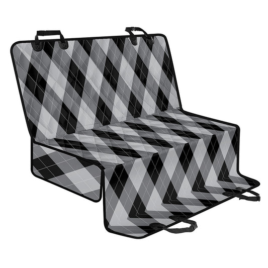 Grey And Black Argyle Pattern Print Pet Car Back Seat Cover