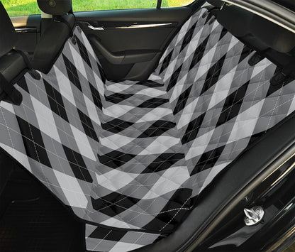 Grey And Black Argyle Pattern Print Pet Car Back Seat Cover