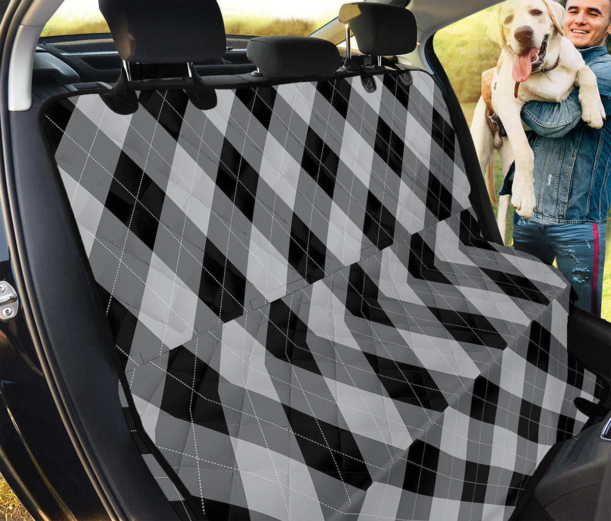 Grey And Black Argyle Pattern Print Pet Car Back Seat Cover