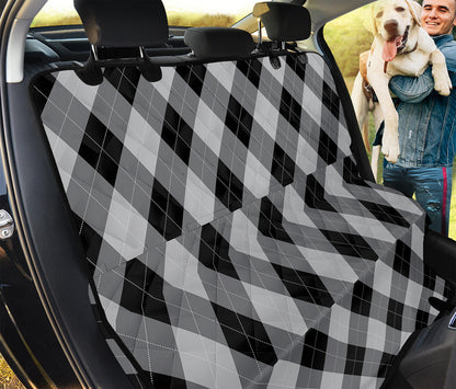 Grey And Black Argyle Pattern Print Pet Car Back Seat Cover