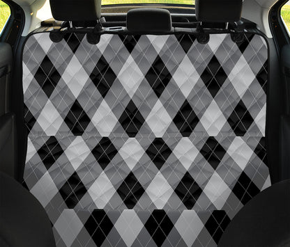 Grey And Black Argyle Pattern Print Pet Car Back Seat Cover
