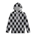 Grey And Black Argyle Pattern Print Pullover Hoodie