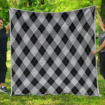 Grey And Black Argyle Pattern Print Quilt
