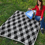 Grey And Black Argyle Pattern Print Quilt