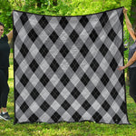 Grey And Black Argyle Pattern Print Quilt
