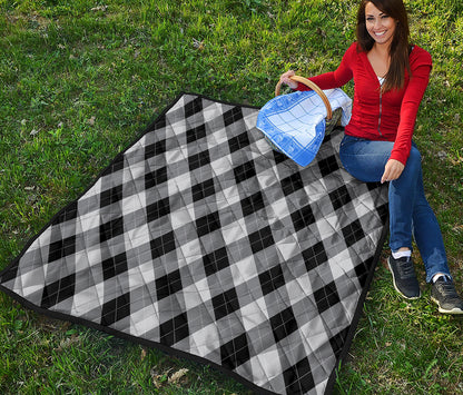 Grey And Black Argyle Pattern Print Quilt