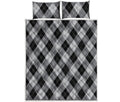 Grey And Black Argyle Pattern Print Quilt Bed Set