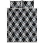 Grey And Black Argyle Pattern Print Quilt Bed Set