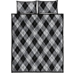 Grey And Black Argyle Pattern Print Quilt Bed Set
