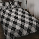 Grey And Black Argyle Pattern Print Quilt Bed Set