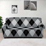 Grey And Black Argyle Pattern Print Sofa Cover