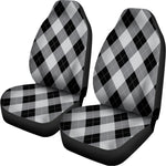 Grey And Black Argyle Pattern Print Universal Fit Car Seat Covers