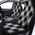 Grey And Black Argyle Pattern Print Universal Fit Car Seat Covers