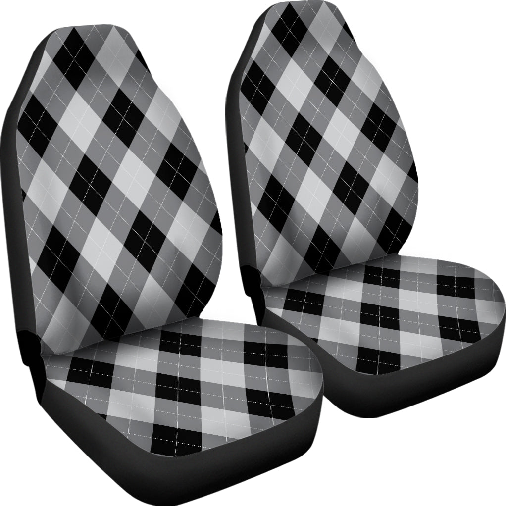 Grey And Black Argyle Pattern Print Universal Fit Car Seat Covers
