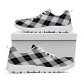 Grey And Black Argyle Pattern Print White Running Shoes