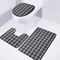 Grey And Black Check Pattern Print 3 Piece Bath Mat Set