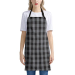 Grey And Black Check Pattern Print Apron