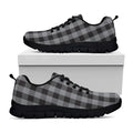 Grey And Black Check Pattern Print Black Running Shoes