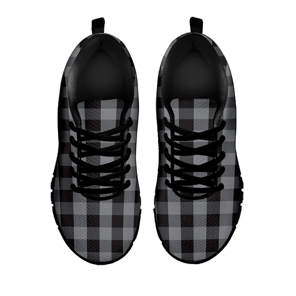 Grey And Black Check Pattern Print Black Sneakers
