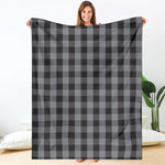 Grey And Black Check Pattern Print Blanket