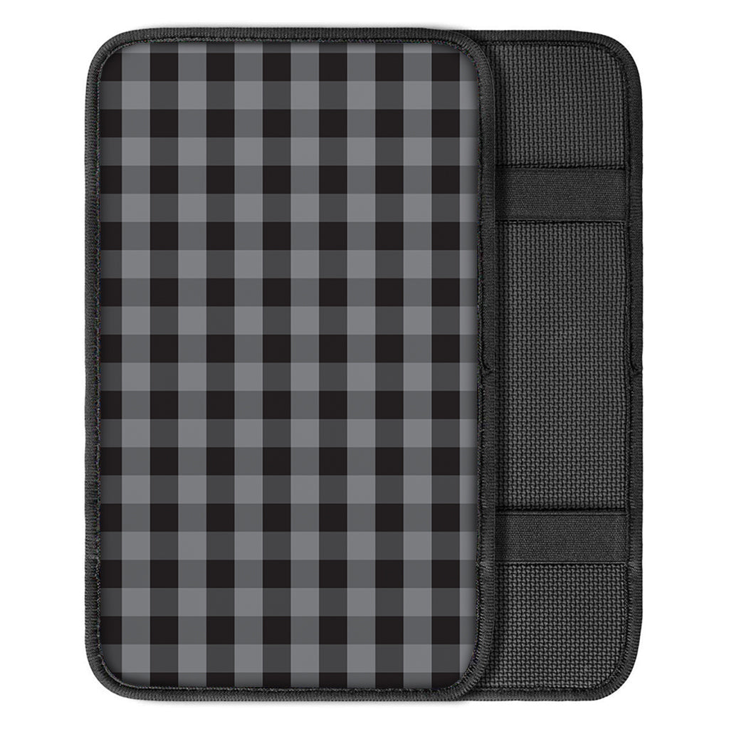 Grey And Black Check Pattern Print Car Center Console Cover